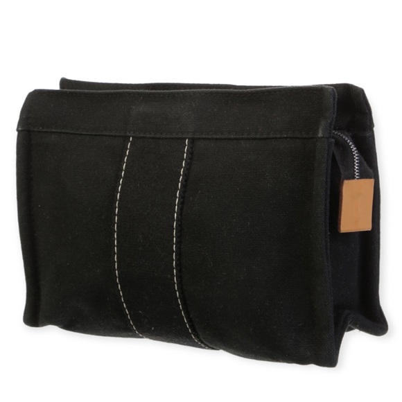 Hermes Handbags - HERMÈS Cosmetic Pouch Toile Fourre-Tout Make Up Bag Black Canvas